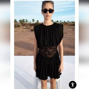 Zara Black Mini Dress with Sheer Waist